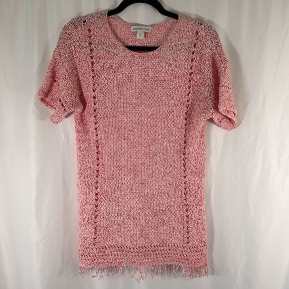 Coldwater Creek Sweater Women's Small Red Knit Short Sleeve Round Neck - Picture 1 of 7